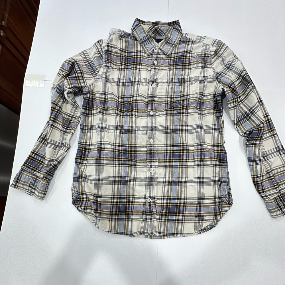 GAP Men's Blue and White Plaid Casual Shirt